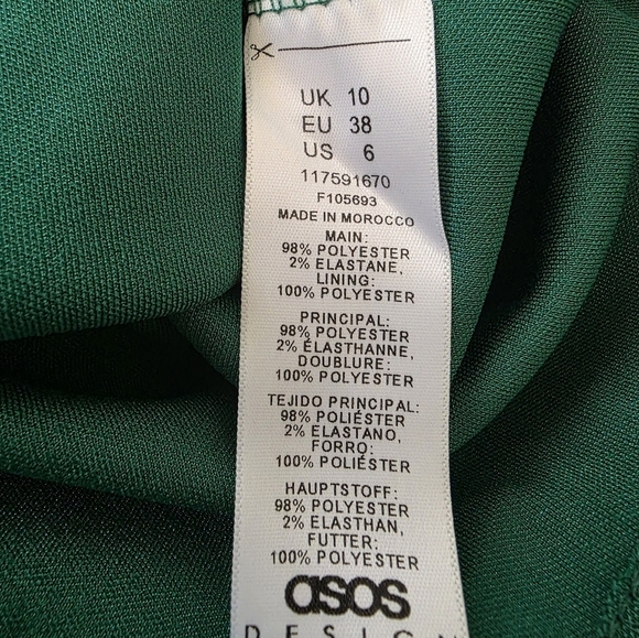 Asos Emerald Green Spaghetti Strap Satiny Corset Evening Dress, Women Size 6 - Picture 9 of 9